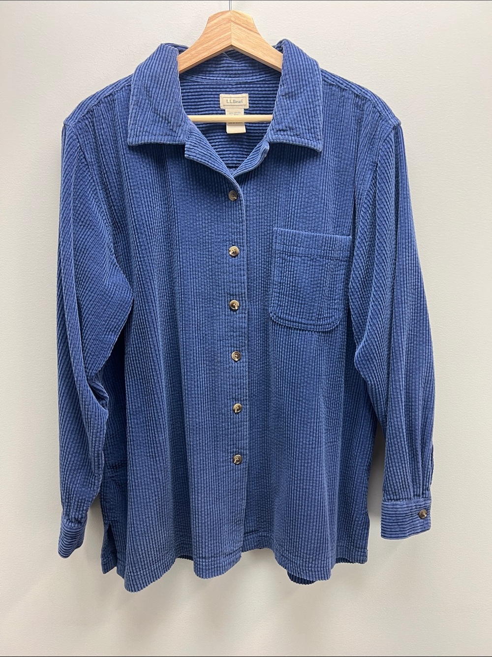 L.L. Bean Comfort Corduroy Relaxed Shirt Jacket Shacket Periwinkle Womens Large